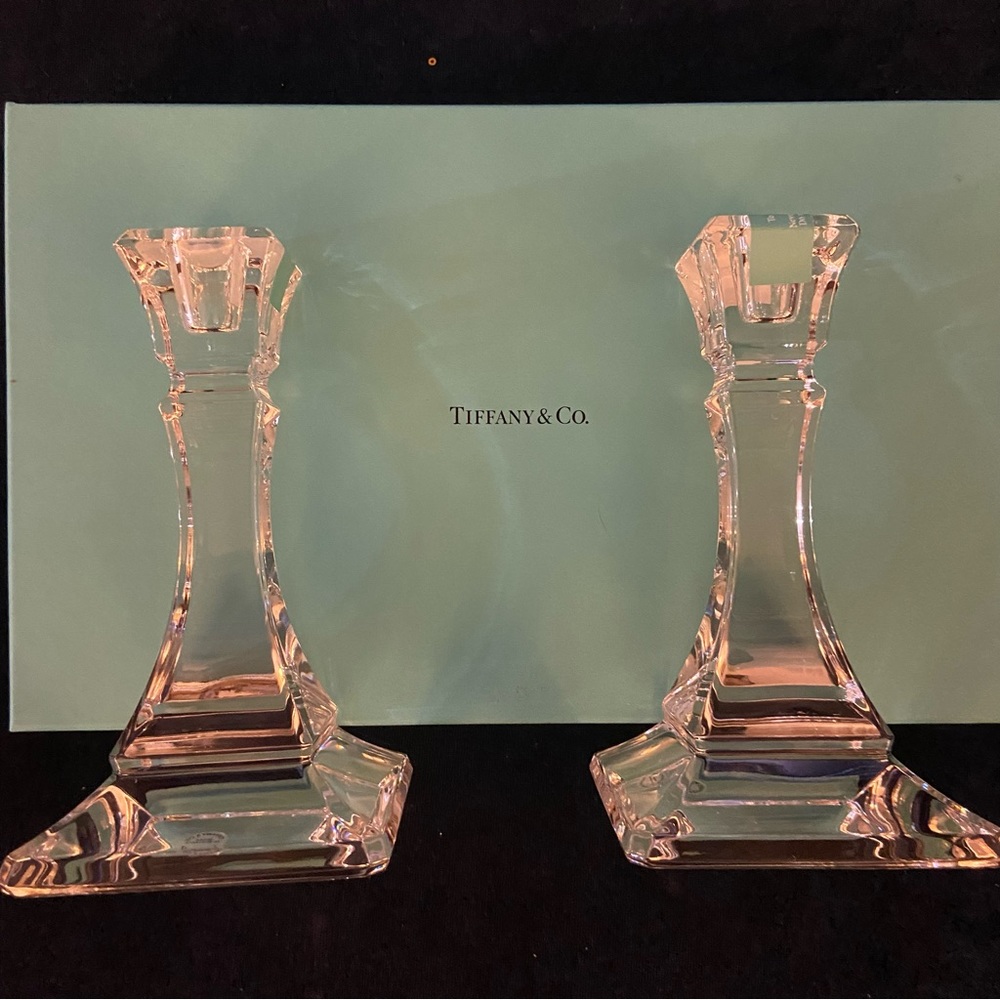 Brand NIB Tiffany Crystal Candlesticks